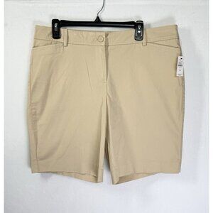 NWT Talbots Simply Flattering Bermuda Shorts Womens 16P Khaki Tan 9.5” High Rise